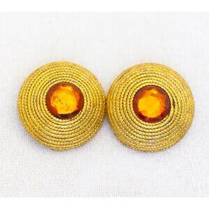 Vintage Native Circular Braid Gold Tone Stud Earrings - AA1